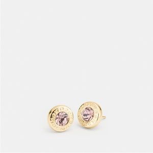 Coach Open Circle Stone Stud Earrings